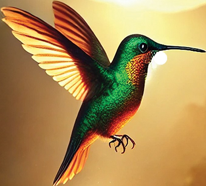 A hummingbird in flight